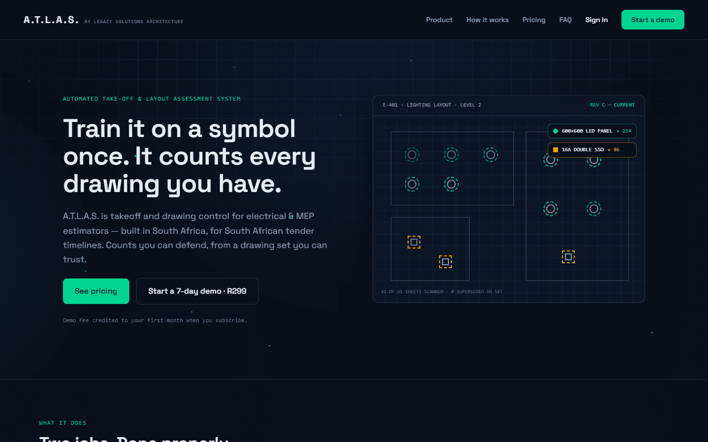 A.T.L.A.S.: screenshot of the live site