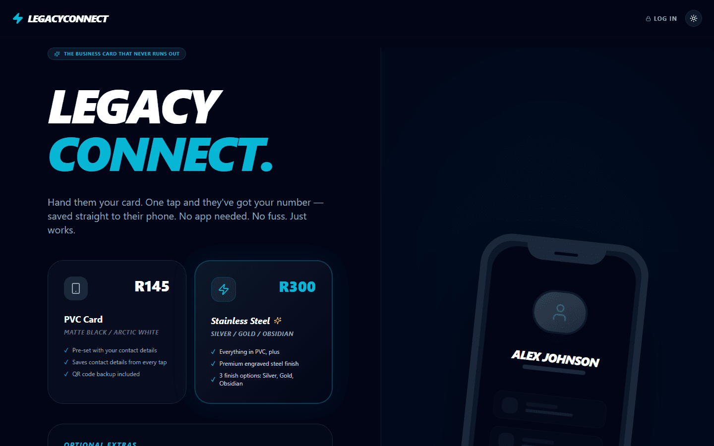 LegacyConnect: screenshot of the live site